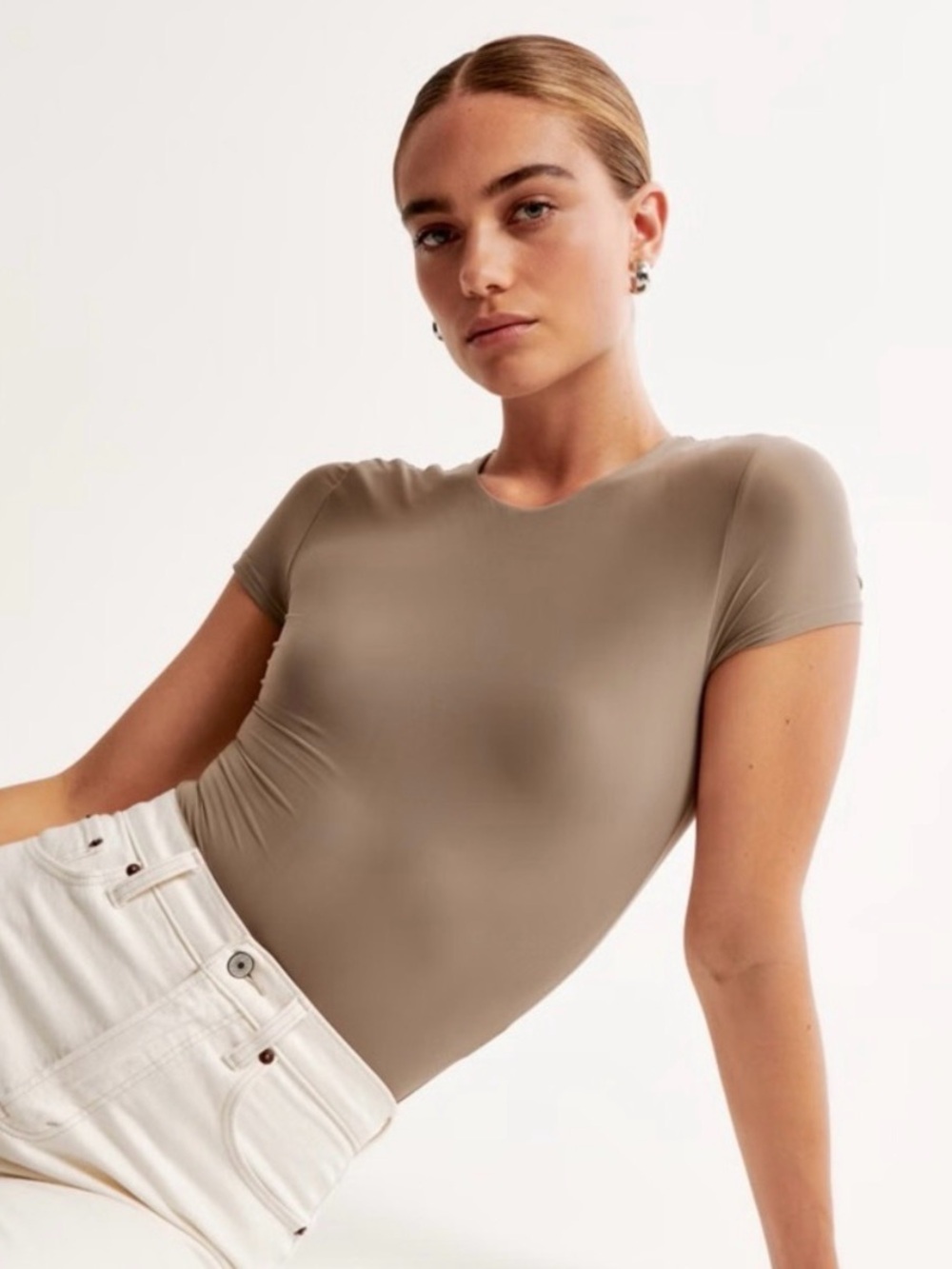 Abercombie & Fitch Soft Collection Khaki Bodysuit Size Large
